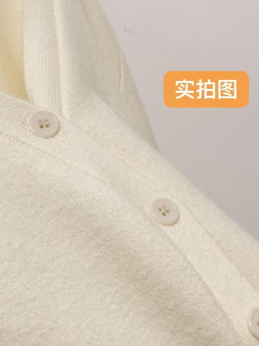 清了！清！不支持退货【自营】【韩系毛衣】米色斜开扣～短款宽螺纹开衫毛衣-喜出 商品图3