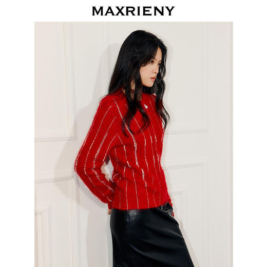 MAXRIENY精致浪漫感烫钻钉珠点缀外套温柔风女高级气质感秋冬款(货号:MF86JA752) 商品图2