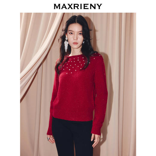 玛克门店发货：MAXRIENY安可拉红套头针织衫(货号:MF86SW512) 商品图1