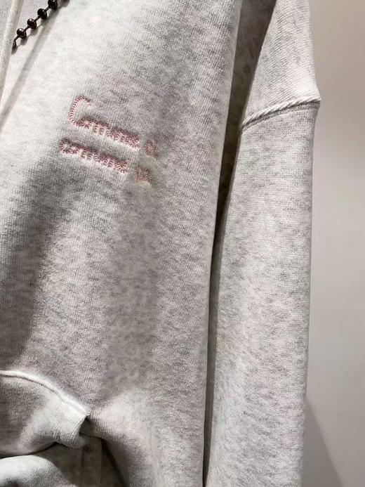 🔥🔥🔥奥粒绒厚款【重工刺绣】贝壳袖～花灰粉针织加绒连帽卫衣-喜出 商品图4