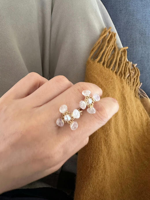 SpoiledBrat Jewelry十字耳环系列｜月光石珍珠耳环 商品图1