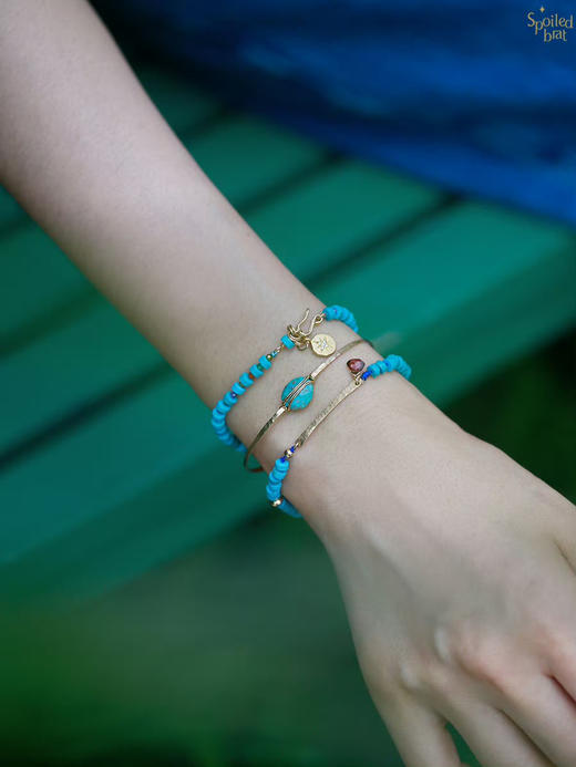 SpoiledBrat Jewelry绿松石石榴石ID一字手链 商品图3