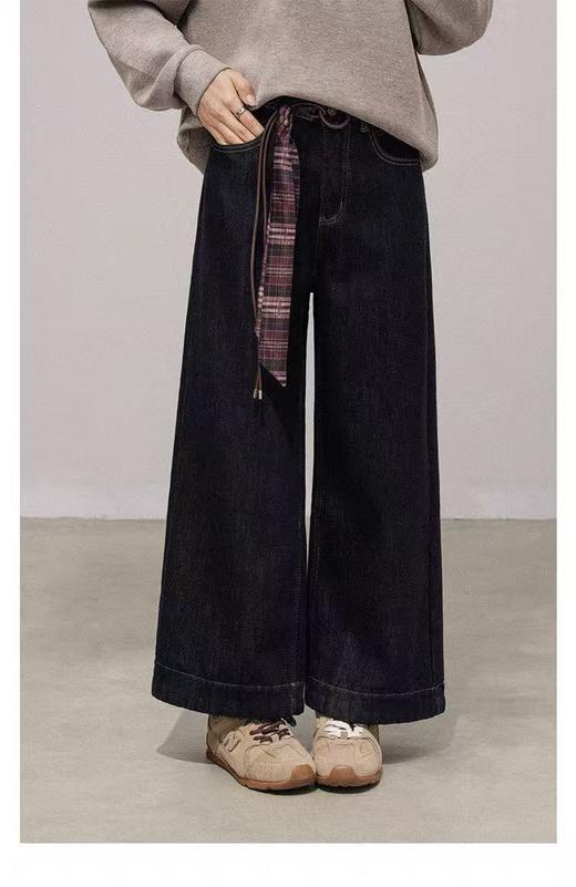 抢购价-不支持退【自营】🔥🔥🔥【爆款牛仔】加厚密密绒～黑金款！0966冬季加绒牛仔直筒裤-喜出 商品图0