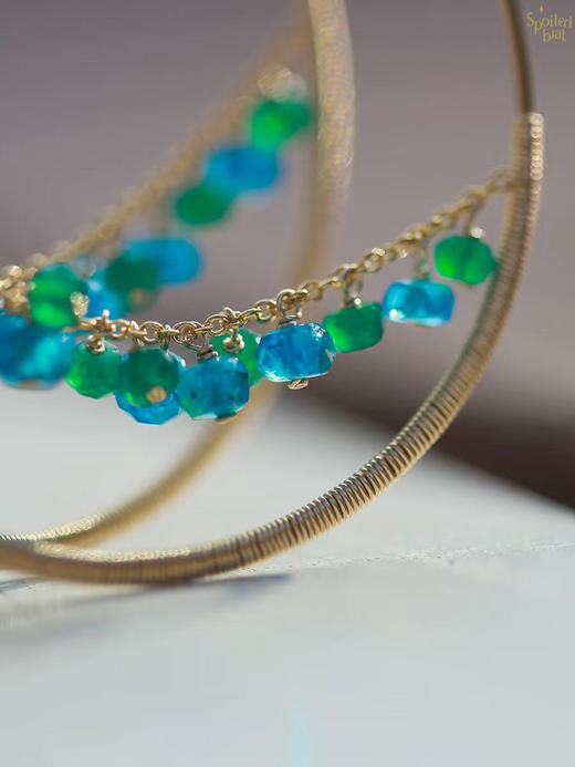 SpoiledBrat Jewelry 绿玉髓磷灰石大耳圈 商品图2