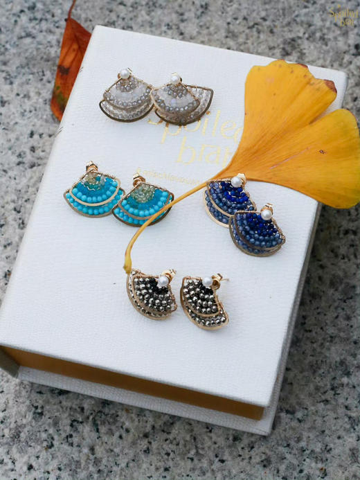 SpoiledBrat Jewelry扇形系列 | 镀银铁矿石尖晶石前后百搭叠戴耳钉 商品图5