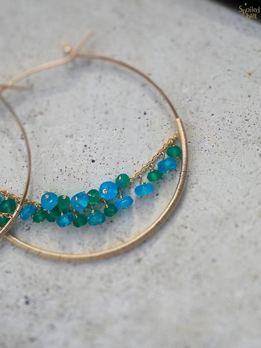 SpoiledBrat Jewelry 绿玉髓磷灰石大耳圈 商品图0