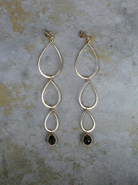 SpoiledBrat Jewelry黑发晶四层水滴耳环