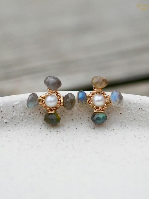 SpoiledBrat Jewelry十字耳环系列｜月光石珍珠耳环 商品图4