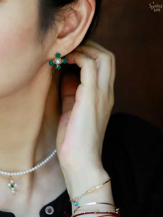 SpoiledBrat Jewelry十字耳环系列｜月光石珍珠耳环 商品图10