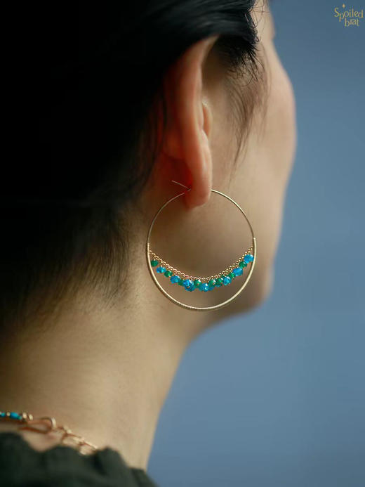 SpoiledBrat Jewelry 绿玉髓磷灰石大耳圈 商品图1