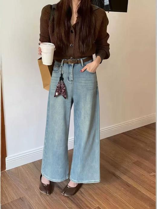 抢购价-不支持退【自营】🔥🔥🔥【爆款牛仔】加厚密密绒～复古兰！0986小个子牛仔冬季加绒直筒阔腿裤-喜出 商品图1