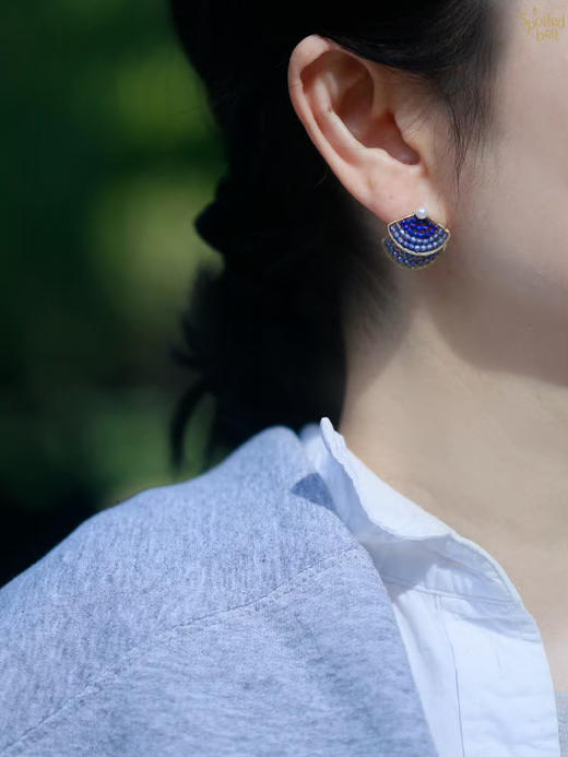 SpoiledBrat Jewelry扇形系列 | 镀银铁矿石尖晶石前后百搭叠戴耳钉 商品图4