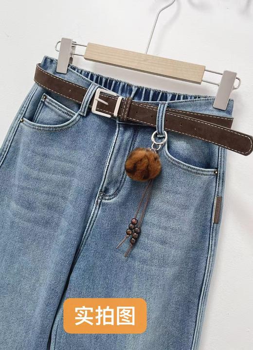 女王节抢购价-不支持退（清）【自营】🔥🔥🔥【爆款牛仔】加厚密密绒～1190小个子款！高级感浅色牛仔软料冬季保暖哈伦牛仔裤-喜出 商品图4