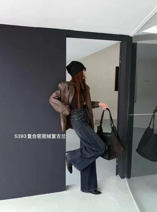 抢购价-不支持退【自营】🔥🔥🔥【爆款牛仔】加厚密密绒～阔腿裤！5393冬季保暖加绒牛仔直筒阔腿裤-喜出 商品图3