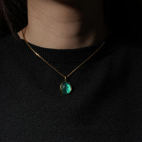 北京仓｜Goossens Paris-CABOCHONS-绿色 岩石水晶 吊坠 项链［法国设计师］