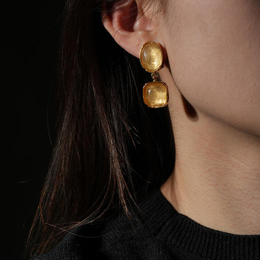 北京仓｜Goossens Paris-CABOCHONS-香槟色 岩石水晶 耳夹［法国设计师］ 商品图0
