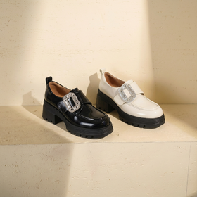 西村名物2025年秋季新款珍珠钻扣舒适厚底软底软面深口单鞋乐福鞋U25CM31791