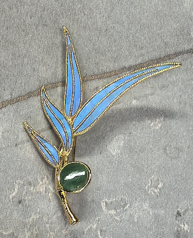 花丝镶嵌(翡翠竹叶胸针）