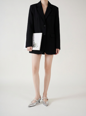 西村名物2025年秋季新款优雅珍珠饰扣小尖头舒适低跟精致浅口单鞋U25CE30341