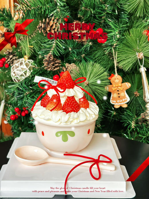 跨年蛋糕，新年草莓碗，4.5寸，陶瓷碗陶瓷勺 商品图0