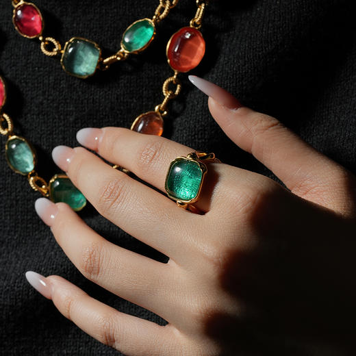 北京仓｜Goossens Paris-CABOCHONS-绿色 梭形交叉 岩石水晶 戒指［法国设计师］ 商品图6