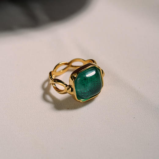 北京仓｜Goossens Paris-CABOCHONS-绿色 梭形交叉 岩石水晶 戒指［法国设计师］ 商品图1