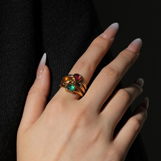 北京仓｜Goossens Paris-CABOCHONS-三色 岩石水晶 戒指［法国设计师］ 商品图0