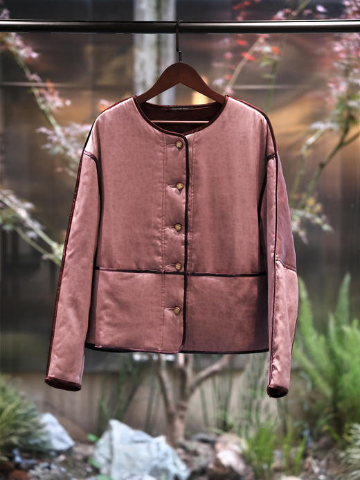 盛唐牡丹 | 杨妃粉真丝香云纱羽绒服 商品图4