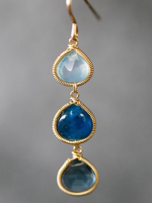 SpoiledBrat Jewelry三色宝石系列 | 蓝玉髓/磷灰石/托帕石耳环 商品图6