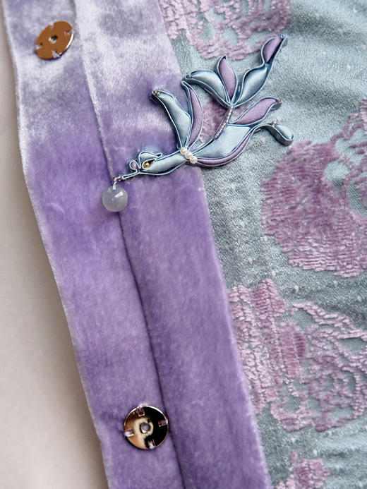 盛唐牡丹 | 秋波蓝牡丹亭真丝漳缎外套 商品图2