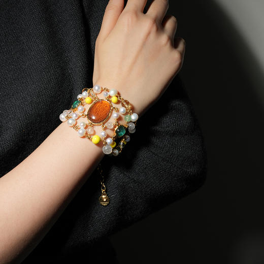 北京仓｜Goossens Paris-Lagune-织网形 岩石水晶 珍珠 手链［法国设计师］ 商品图4