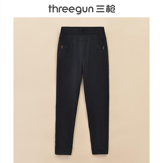 Threegun三枪 【针织条绒】双层加绒休闲女士长裤-60919B911 商品图0