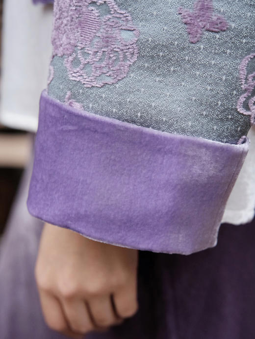 盛唐牡丹 | 秋波蓝牡丹亭真丝漳缎外套 商品图3