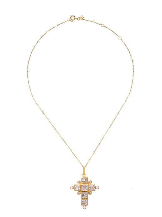 北京仓｜Dorothee sausset-SANTA CRUZ-圣克鲁斯 十字架 托帕石 珍珠 吊坠 项链［法国设计师］ 商品图1