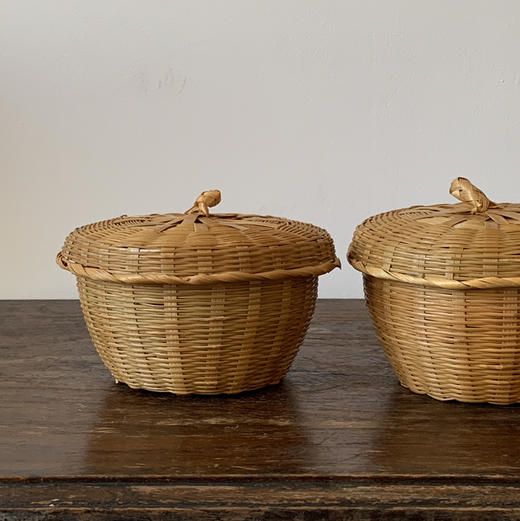 【苏州】日本中古竹编盖篮 X1439 商品图0