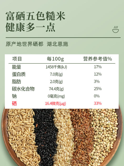 【严选】施州五色糙米湖北恩施富硒糙米燕麦红米五谷杂粮粥米新米健身杂粮  富硒五色糙米2.5kg/袋（厂家直发） 商品图2