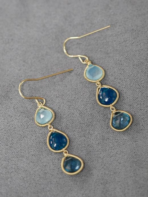 SpoiledBrat Jewelry三色宝石系列 | 蓝玉髓/磷灰石/托帕石耳环 商品图5
