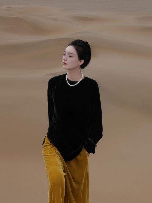 盛唐婧 |新中式真丝丝绒上衣 商品图0