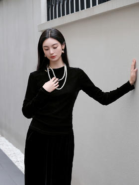 盛唐婧 | 时尚百搭高弹中式打底衫-黑色
