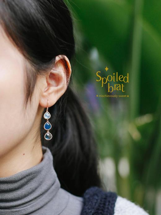 SpoiledBrat Jewelry三色宝石系列 | 蓝玉髓/磷灰石/托帕石耳环 商品图1