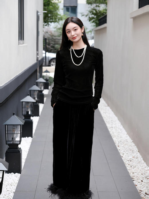 盛唐婧 | 时尚百搭高弹中式打底衫-黑色 商品图2