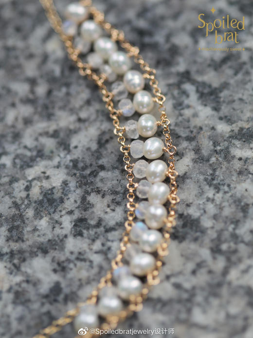 SpoiledBrat Jewelry珍珠斜长石/月光石轨道项链 商品图4
