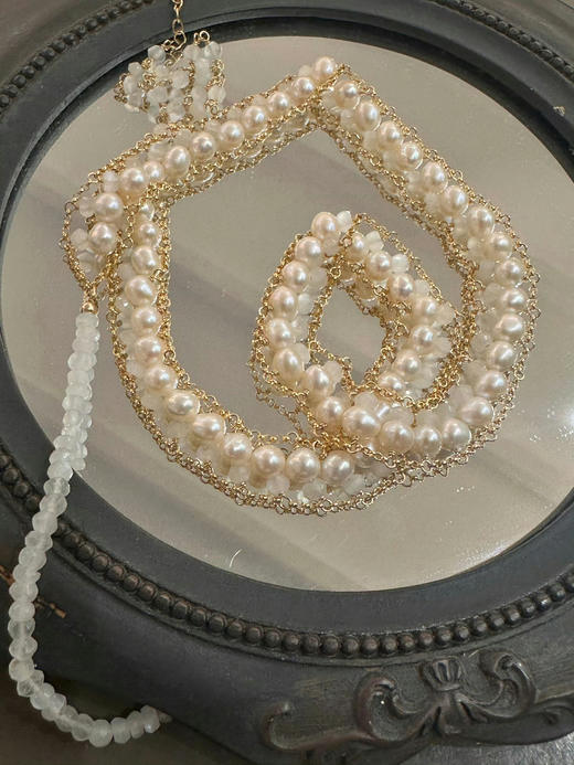 SpoiledBrat Jewelry珍珠月光石轨道长链 商品图3
