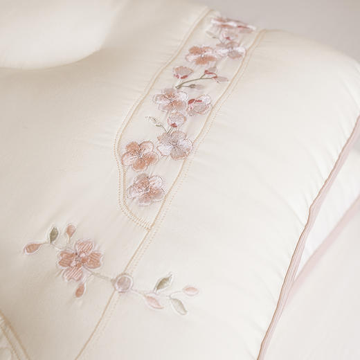 自然醒锦绣桃花枕全棉纯棉粉色桃花刺绣枕头枕芯XK 商品图11