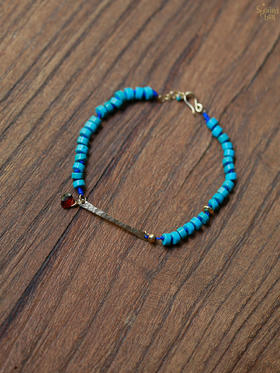 SpoiledBrat Jewelry绿松石石榴石ID一字手链