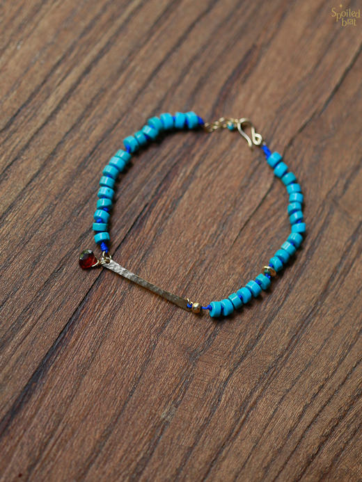 SpoiledBrat Jewelry绿松石石榴石ID一字手链 商品图0