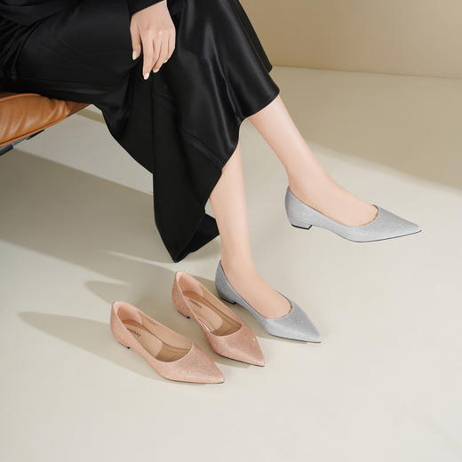 Westory2026年春季满钻圆尖头低跟单鞋婚鞋晚宴鞋百搭浅口单鞋S26AE50391 商品图1