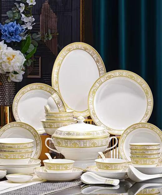 凡瑞斯吉祥金苑42头10人份骨瓷具-YHD 商品图1