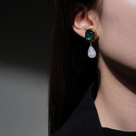 北京仓｜Goossens Paris-RENAISSANCE-暗绿色 水滴 耳环［法国设计师］