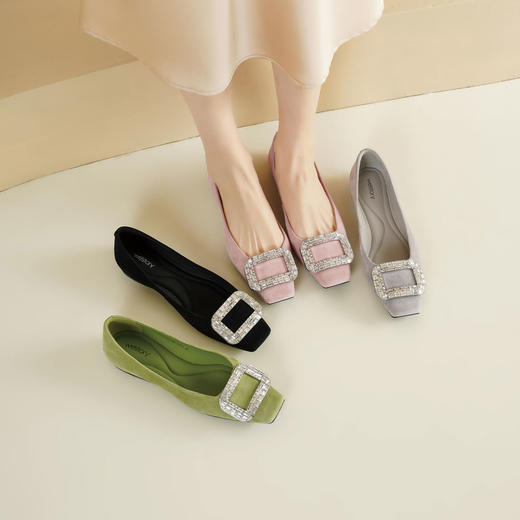 Westory2026年春季绒面羊皮低跟小方头套包软底单鞋通勤百搭浅口鞋S26AE50461 商品图8